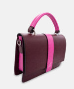 GA2806 Style Leather Handbag Bordo-Fucsia-Side 2