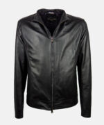 GA81 Style Leather Jacket Nero - Front Open