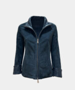 GRETA Style Leather Jacket Blu - Front