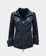 GRETA Style Leather Jacket Black - Front